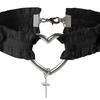Женский чокер в готическом стиле панк, сексуальные эластичные колокольчики, косплей, бондаж, кружевное сердце, бант, крест-накрест, кольцо для чулок, ювелирные изделия для повседневной носки