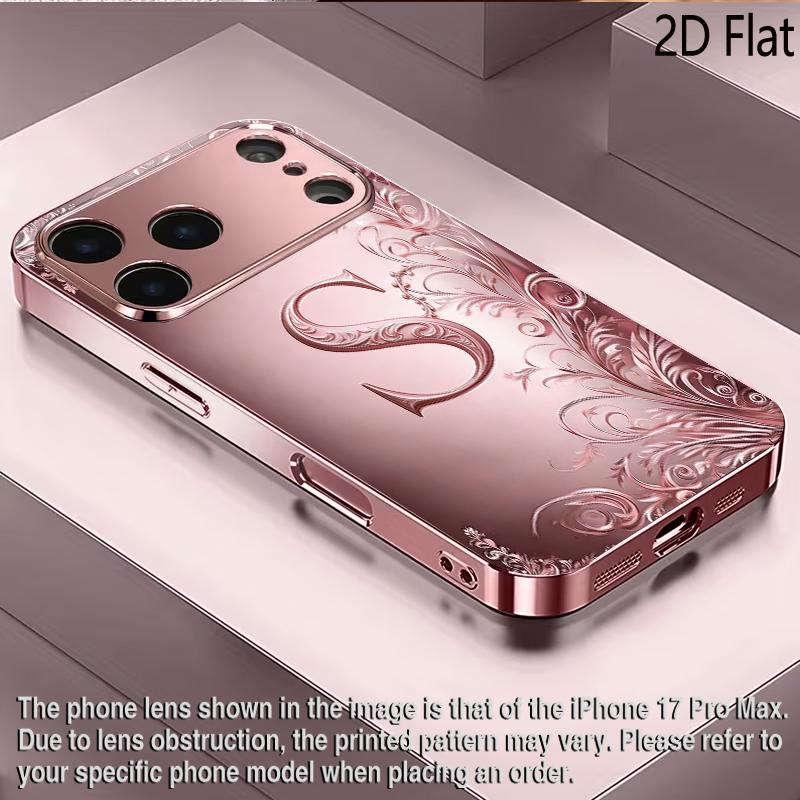 S-образный завиток 2D Плоская Для iPhone 17 18 16 15 14 13 12 11 Pro Max XS XR 8 7 Plus Чехол для телефона Ударопрочный Защитная задняя крышка