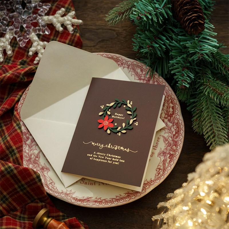 1PC Handwritten Cards Exquisitely Patterned Vintage Holiday Greetings Christmas Connotation Gift Cards Smooth Writing
