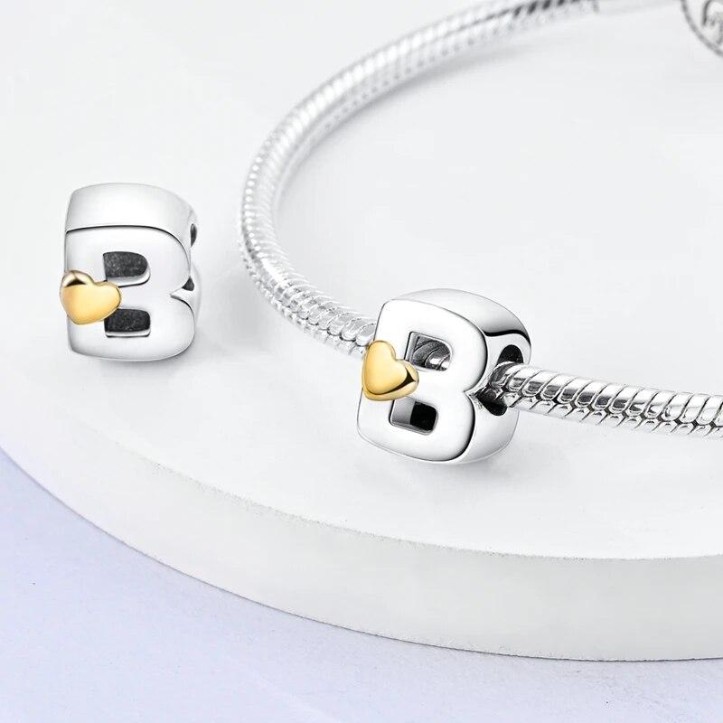 925 Sterling Silver Diy Alphabet Charms Beads Love Heart Letter Gift Dangle Fit Originalfashionbracelet Bangle Jewelry Marking