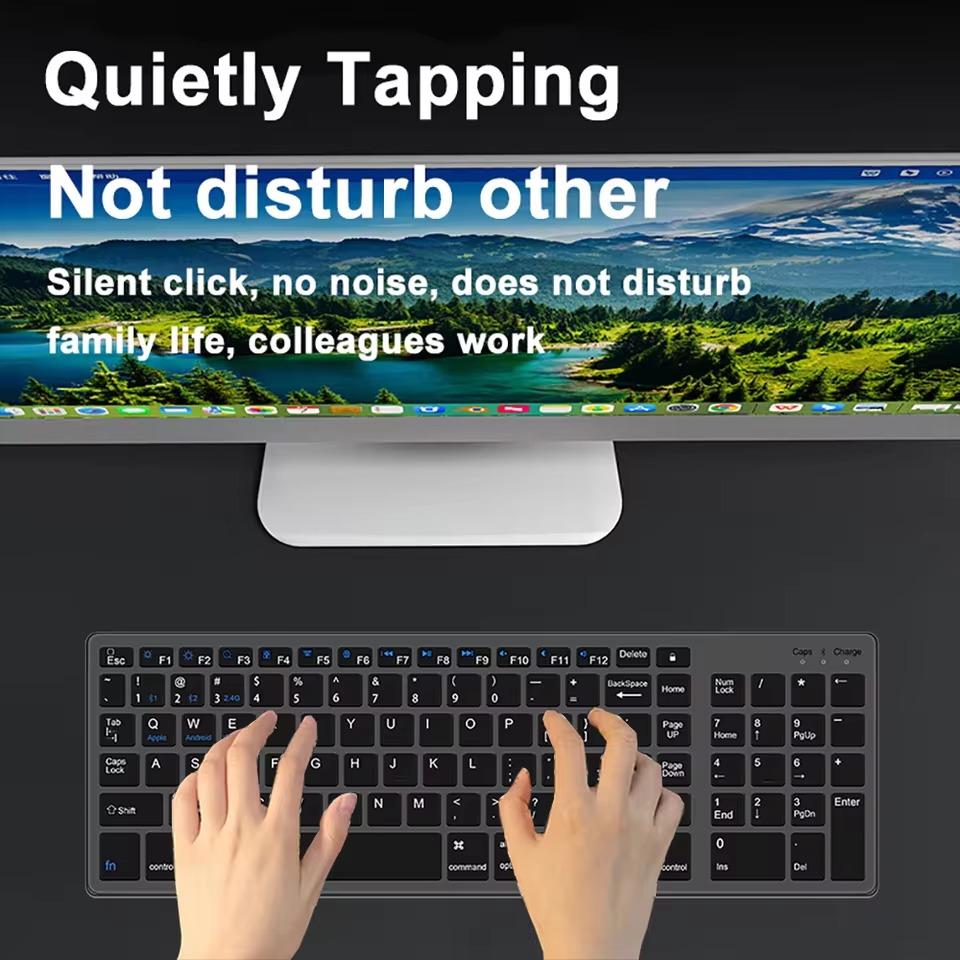 Беспроводная клавиатура Bluetooth 5.0 клавиатура 102 клавиши USB C перезаряжаемая клавиатура для Android Ios Windows