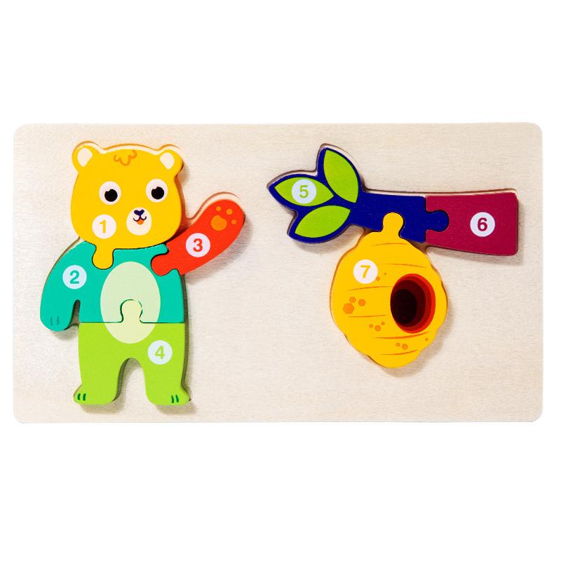 Wooden Food Chain Puzzle Animal Building Block Early Education Children Three-Dimensional Puzzle Intellectual Toy