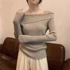 Women's French Style Irregular Knitted Long-Sleeve Top