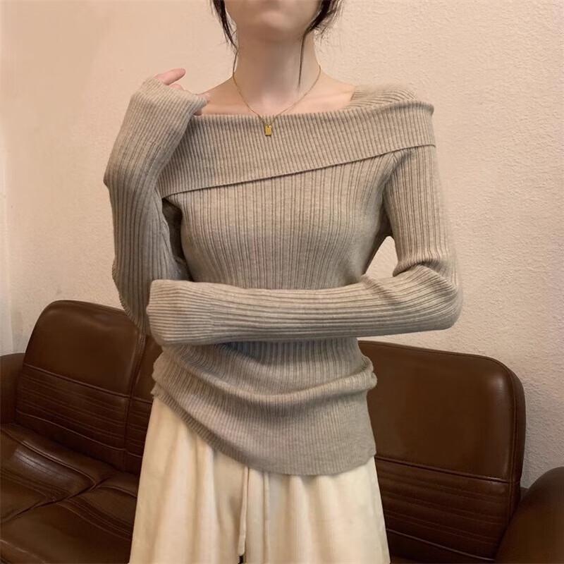 Women's French Style Irregular Knitted Long-Sleeve Top
