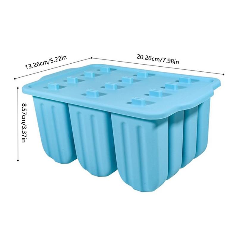 12 Форм для мороженого подряд Легко извлекаемые Силиконовые формы для эскимо для морозильной камеры Домашний лед с крышкой Кухонный десерт