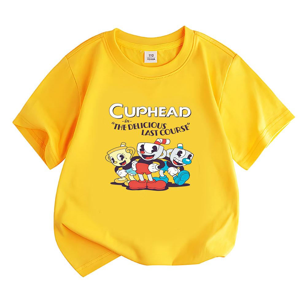 2026 НОВЫЙ Хлопковая футболка Cuphead 100% Для мальчиков и девочек С круглым вырезом Одежда Мультяшные топы Принт из манги Короткие рукава Спортивная Повседневная Детские футболки Летняя футболка с аниме