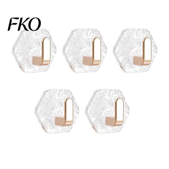 Strong Adhesive Hooks Hexagonal Self Hooks, Water Ripple Pattern Design, Waterproof No Damage Free Wall Drilling Mounted for Towels Keys