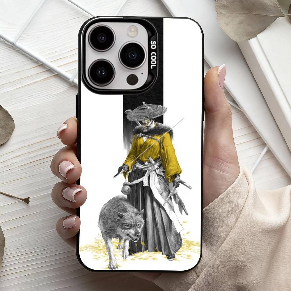 Game G-Ghost Of Y-Yotei Phone Case For iPhone17,16,15,14,13,12,11 Plus,Pro Max Black Candy Silver Plated Cover