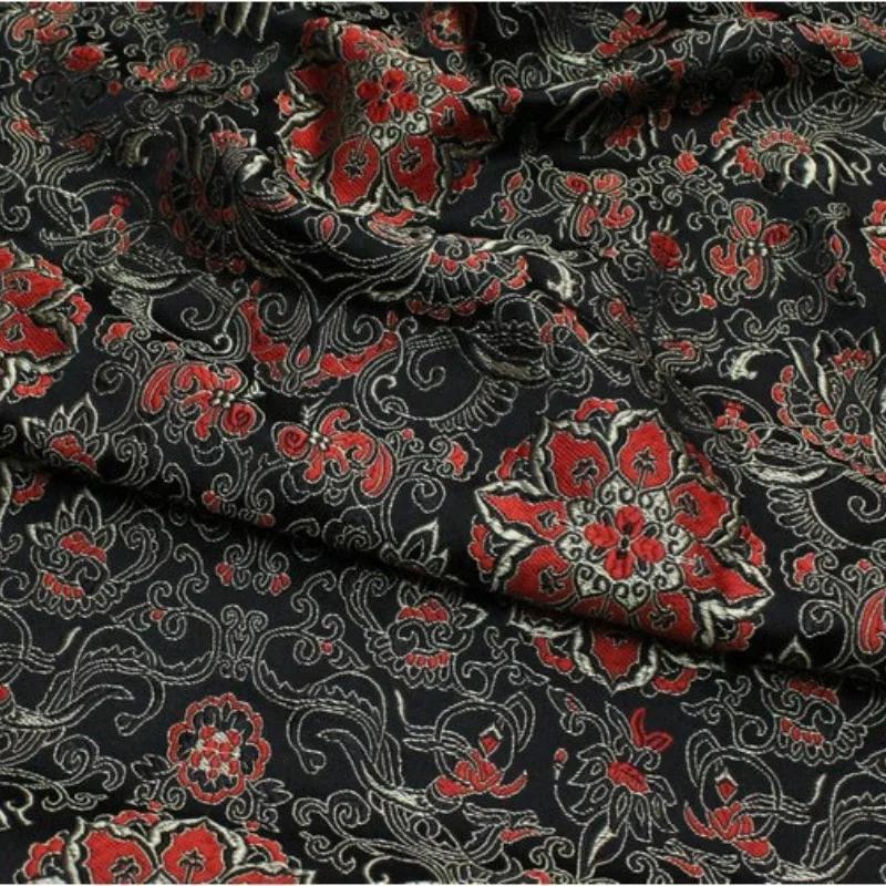 75x100cm Jacquard Floral Style Damask Silk Satin Brocade Fabric Costume Upholstery Furniture Curtain Clothing Material