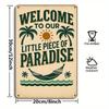Vintage "Our Little Piece of Paradise" Metal Wall Sign, 8x12 Inch, Outdoor Decor