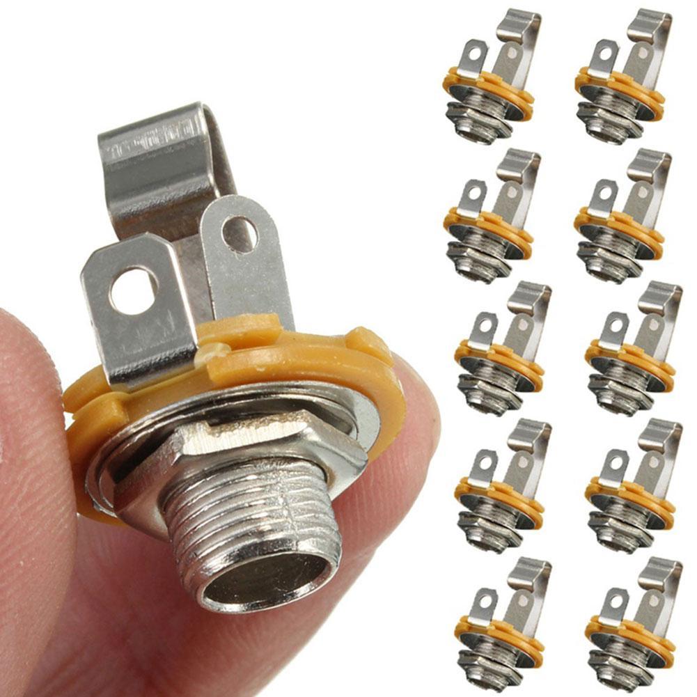 10Pcs 6.35mm / 6.5mm Plug Jack Audio Female Connector TS Panel Mono Panel Chassis Type Mount S Y9R2