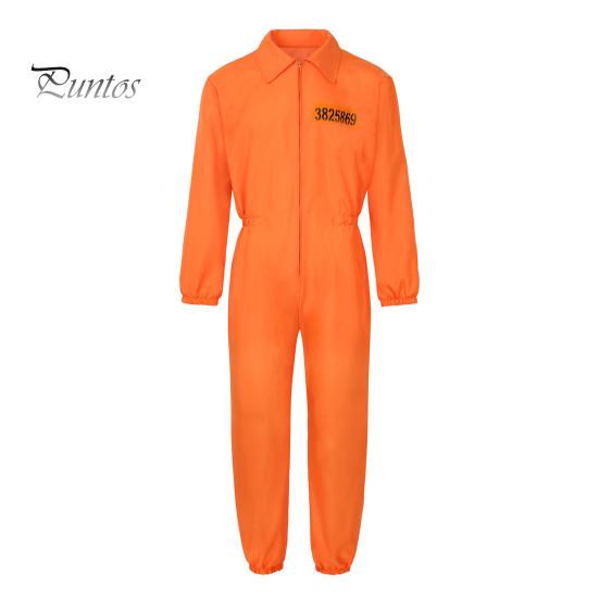 Хэллоуин Узник Косплей Комбинезон с наручниками Хэллоуин Унисекс Дети Взрослые Ролевые игры Наряд с длинными рукавами Отворотом Молния Фестивали Вечеринки Шоу