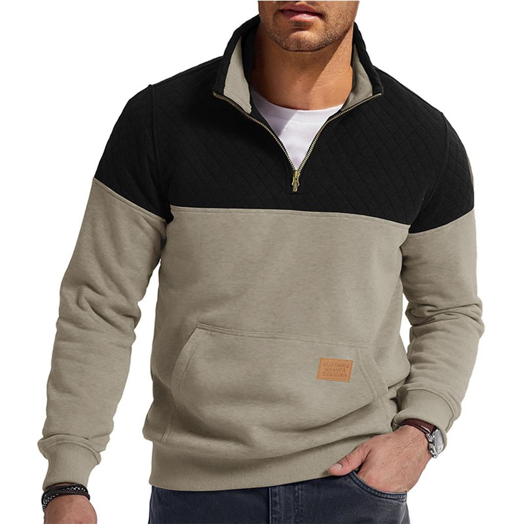 Men's Pullover Long Sleeved Stand Up Collar Sweatshirt Casual Collar Base Shirt