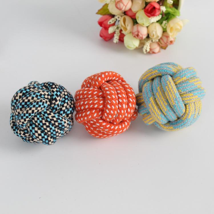 Мяч из хлопковой веревки, устойчивый к укусам, для собак и кошек, у которых режутся зубы