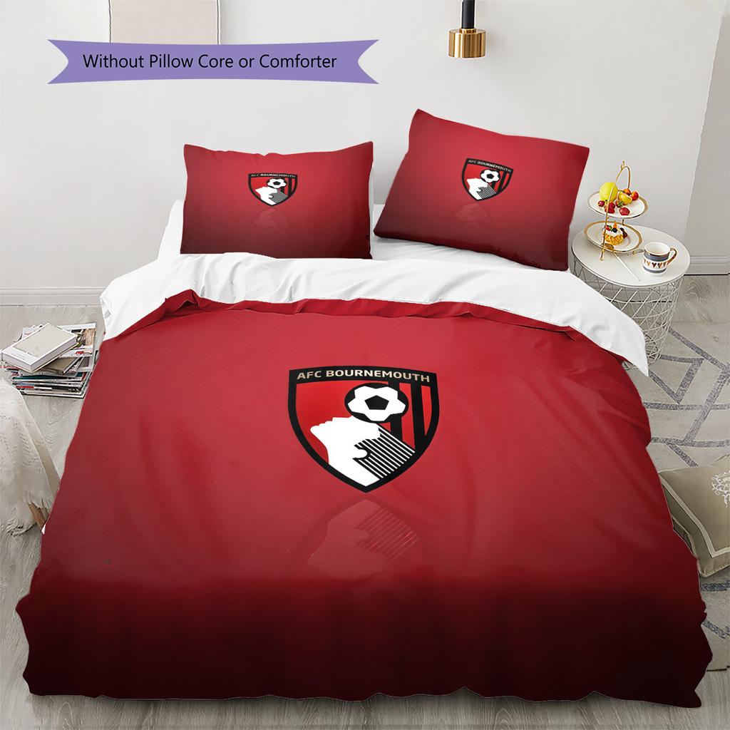 AFC Bournemouth Pattern Bedding Quilt Set Home Decoration Gift (1 * duvet cover + 2 * pillowcase without core)