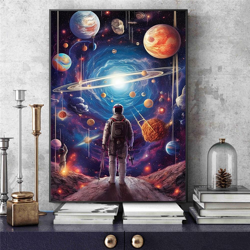 Space Travel Astronaut Colorful Universe of the Planet World Canvas Paintings Posters Print Living Room Bedroom Wall Art Photos Modern Home Decor