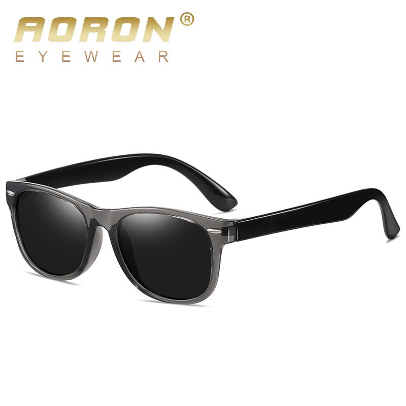 aoron Fashion Design TR90 Frame Polarized Sunglasses for Children Classic Black Anti Glare UV400 Sport Glasses Kids Gifts Boy Girls