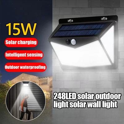 15 Вт 248LED солнечные уличные фонари на солнечной батарее с датчиком движения прожекторы IP65 водонепроницаемый 3 режима настенный светильник для сада, крыльца, двора