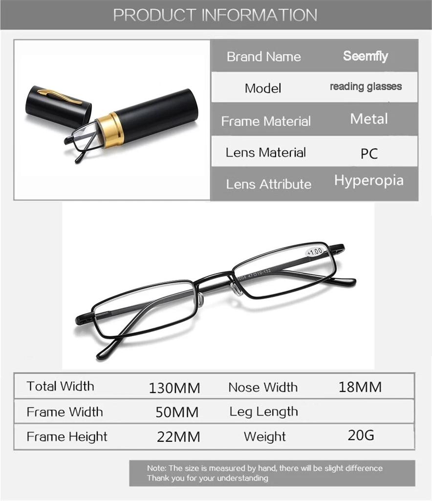 Computer Glasses With Box Mini Tube Case Portable Unisex Presbyopic Reading Glasses Women Men Alloy Container Presbyopia Pen