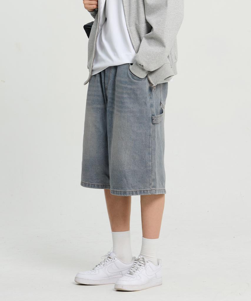 CREEDMENS Routine Carpenter Denim Bermuda Pants (Blue)