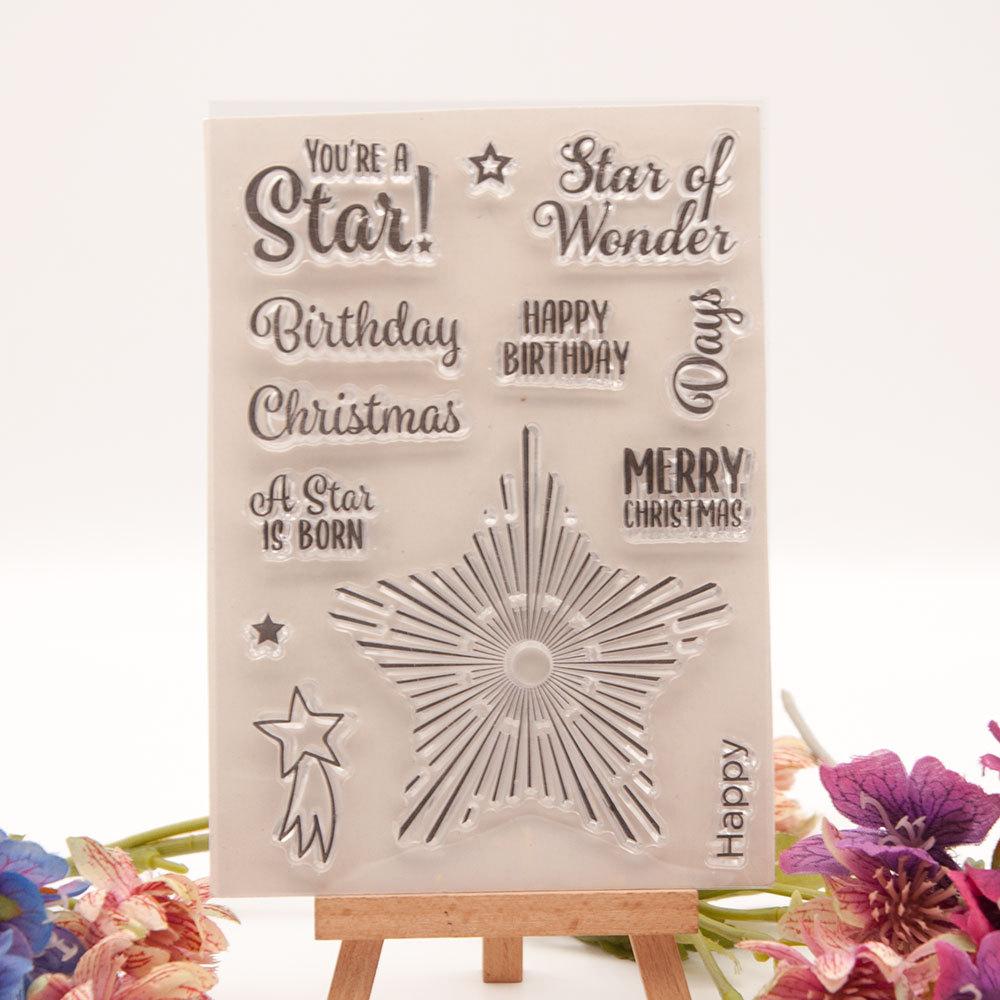 Christmas Birthday Greeting Transparent Silicone Clear Stamps DIY Scrapbooking Album Paper Card Best Wishes Word Letter