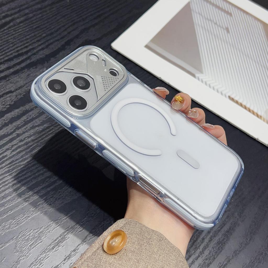 Премиальный чехол для iPhone 17 Pro Max: Двухцветный дизайн «Ледяной кристалл» с магнитной фиксацией и полной защитой от падений
