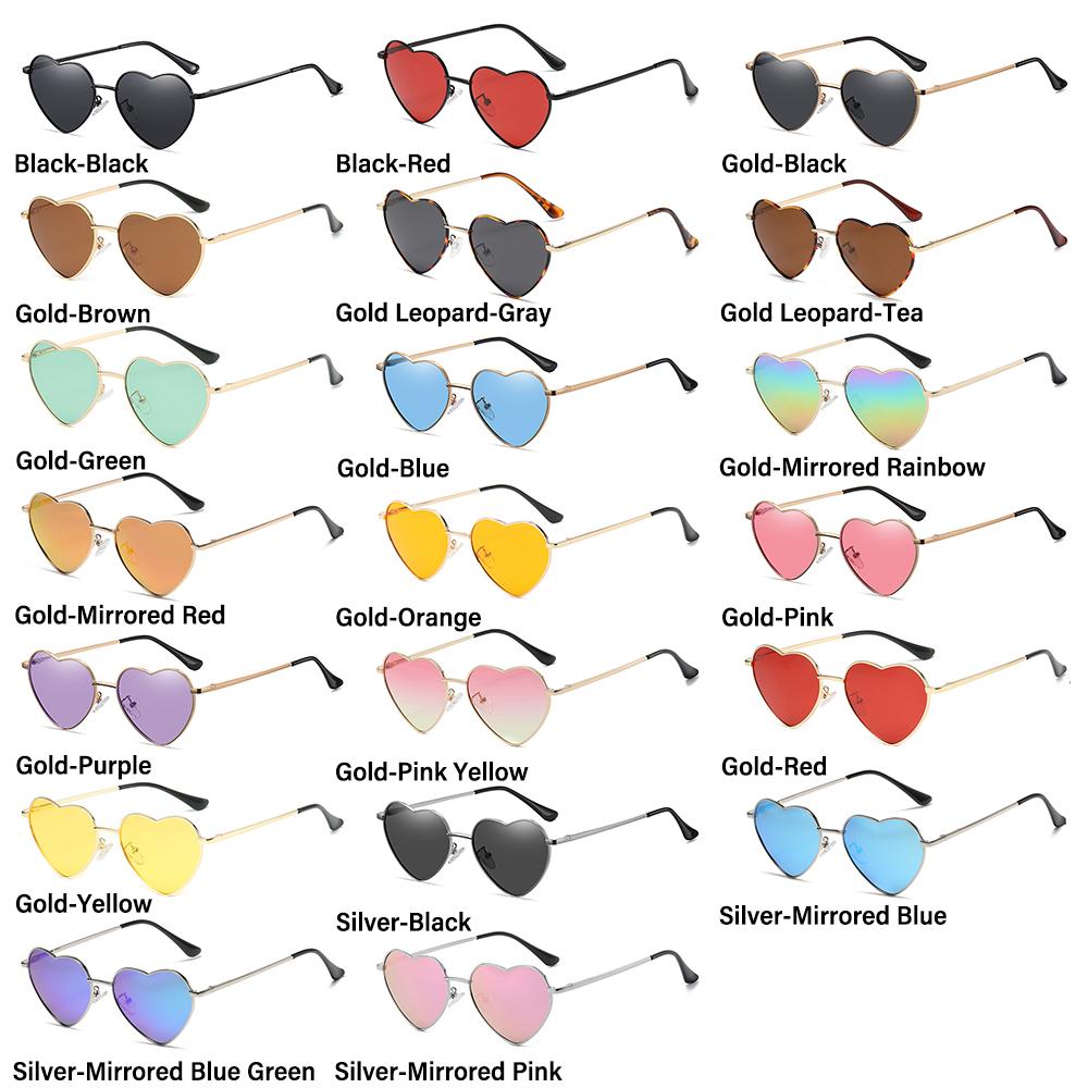 Metal Frame Vintage Polarized Glasses Eyewear Heart-Shaped Glasses Women Heart Sunglasses