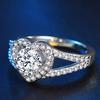 European and American White Copper Jewelry Micro Inlaid Ring Love Heart Ring Imitation Diamond Ring Women's Classic Style