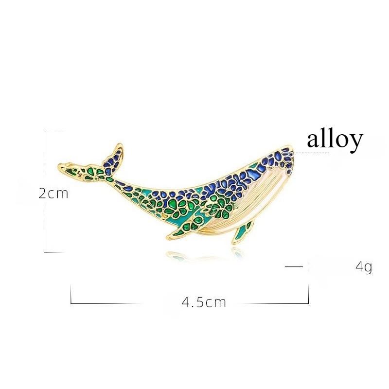 Whale brooch, European and American fashion brooch, inlaid with rhinestones, drip oil, crystal collar brooch
