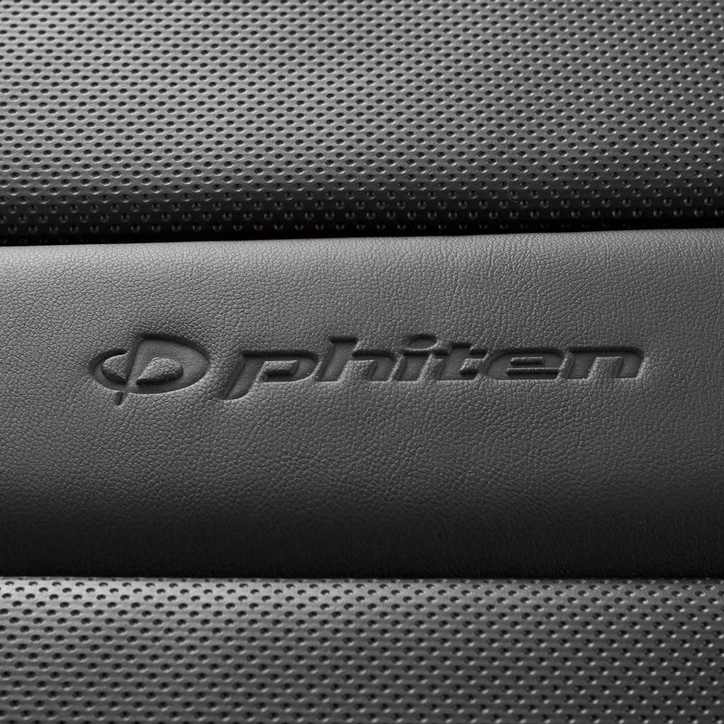 BONFORM Phiten Leather Seat Cushion for with Aqua for Relieving Lower Back Pain and Fatigue Hips, 45x45cm, Black, Titanium, Low-Rebound,