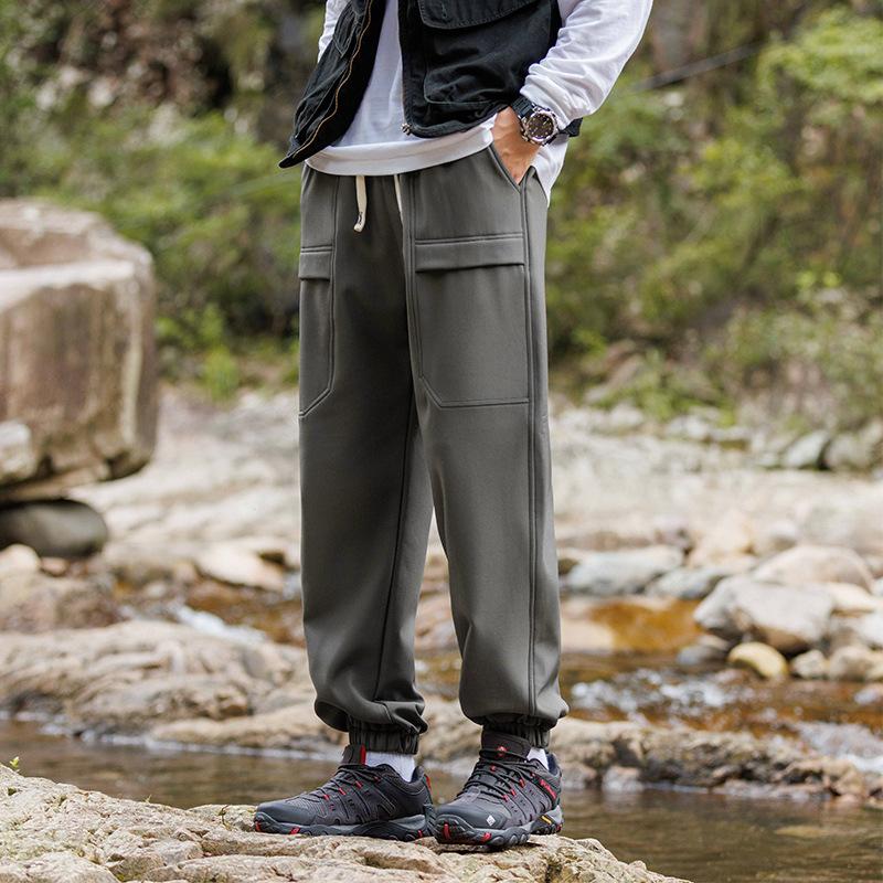 Брюки для мужской осени и зимы, новый стиль для мужчин и женщин, для улицы, с плюшевой подкладкой, утолщенные, теплые, рабочая одежда, повседневные функциональные спортивные брюки
