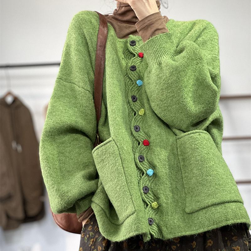 2024 зима, большие размеры, осень, женские однотонные свитера на пуговицах, куртка, вязаная мода, оверсайз, повседневный стиль, свободный кардиган, свитер