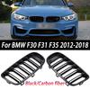 Топ Для BMW 3 Серии F30 F31 F35 330d 328i 335i 320d 340i Аксессуары Передние Решетки Черный Карбоновое Волокно iДвойные Линии Почки Решетка