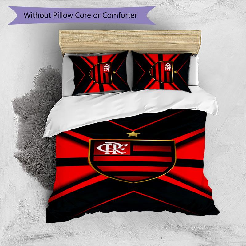 3pcs Clube de Regatas do Flamengo pattern bedding set duvet cover set includes duvet cover &pillowcases, perfect all season bedroom decoration & gift