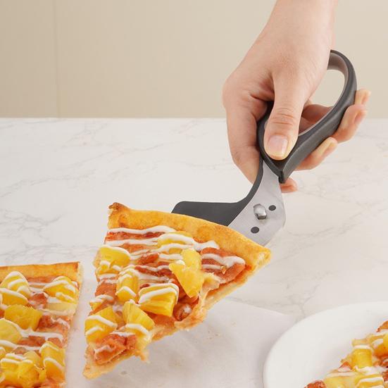 Pizza Scissors with Removable Spatula Stainless Steel Blades Pizza Cutter Shears Multifunctional Kitchen Scissors for Pizza Sandwiches Herbs