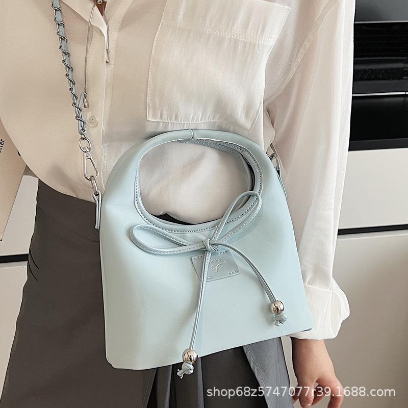 Gentle and Sweet Strap Bow Handbag 2025 Summer New Korean Light Luxury Niche Shoulder Messenger Bag