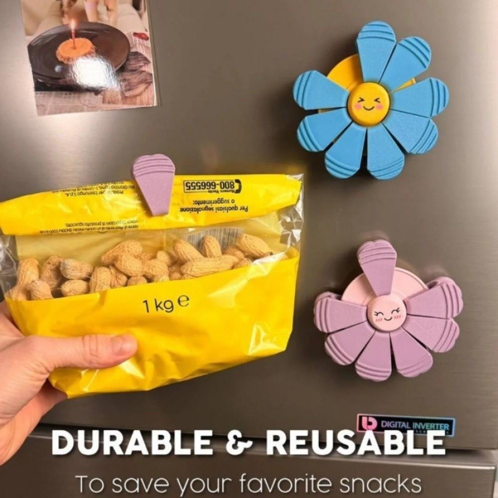 Rotatable Kitchen Storage Clips Plastic Magnetic Bag Sealers Cute Snack Sealing Clips Home Decor