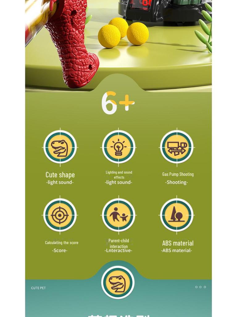 Интерактивный набор игрушек для стрельбы по динозаврам для детей: Пневматический пистолет с мягкими пулями