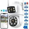 4K 8MP Wifi Camera PTZ Outdoor Dual Screens Human Detection Dual Lenses Color Night Vision Security Protection IP Camera Audio