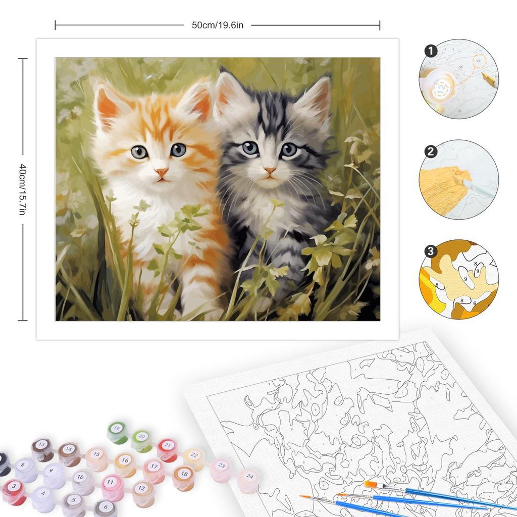 Рамка Кот Картина по номерам для взрослых Наборы для поделок Ручная роспись животных на холсте Картина Рисунок Раскраска по номерам Домашний декор 40x50 см