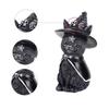 Black Cat Statue Mysterious Cute Cat Witch Cat Figurine Witches Decor Desk Ornament Hand-Painted Sculpture for Halloween 1PC