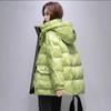 Mid Length Down Cotton Jacket for Women's  Winter New Fashionable Standing Collar Hooded Winter Clothing