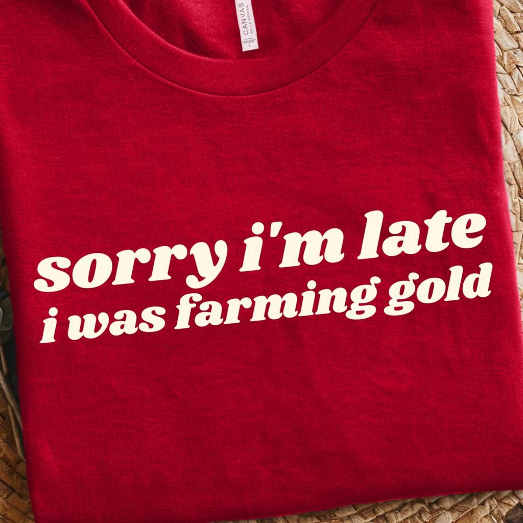 Funny Gamer Shirt Gold Farming Tee For MMORPG Grinders Who Farm All Day And Prep For Raids Fun Gaming Gift For Hardcore Gold Hoarders