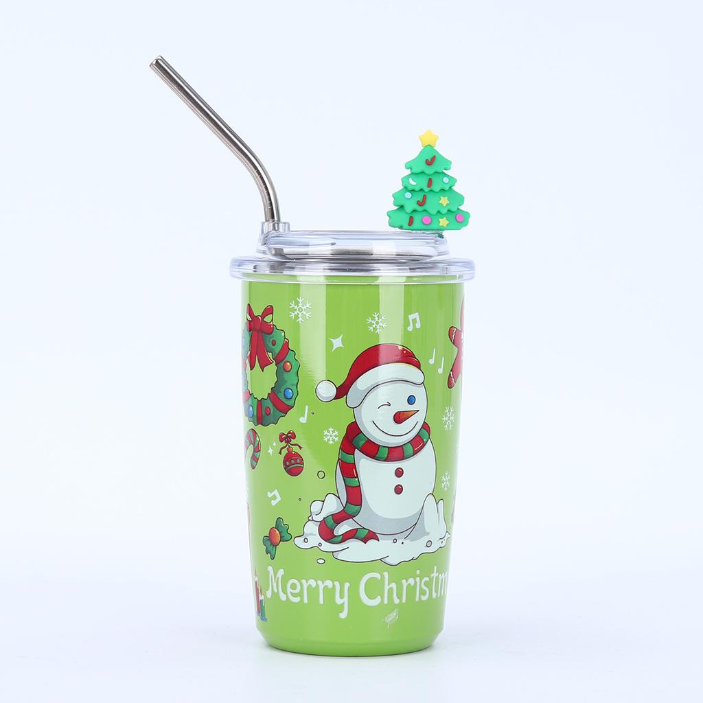 Набор кружек на рождественскую тематику 16 унций, небьющиеся металлические дорожные кружки с соломинками, идеальные подарки на Хэллоуин, День святого Валентина, Рождество