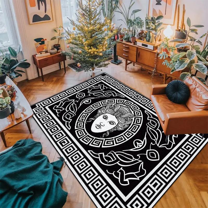 Современный черно-белый ковер для украшения гостиной Высококлассные роскошные ковры Нескользящий прикроватный коврик для спальни Моющийся коврик для пола в прихожую