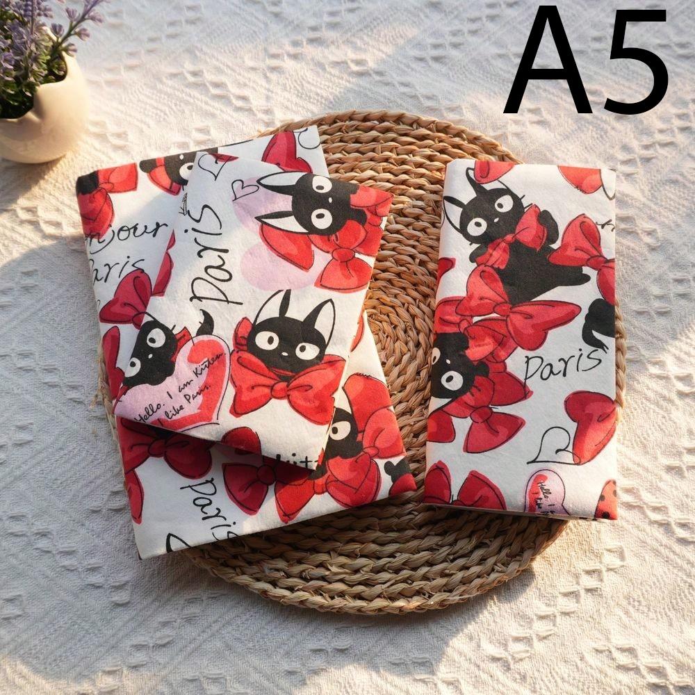 Fromthenon 1PC A5 A6 Weeks Bow-Tie Black Cat In Paris Cloth Book Cover Planner Case Journal Cover Office Stationery Supplies