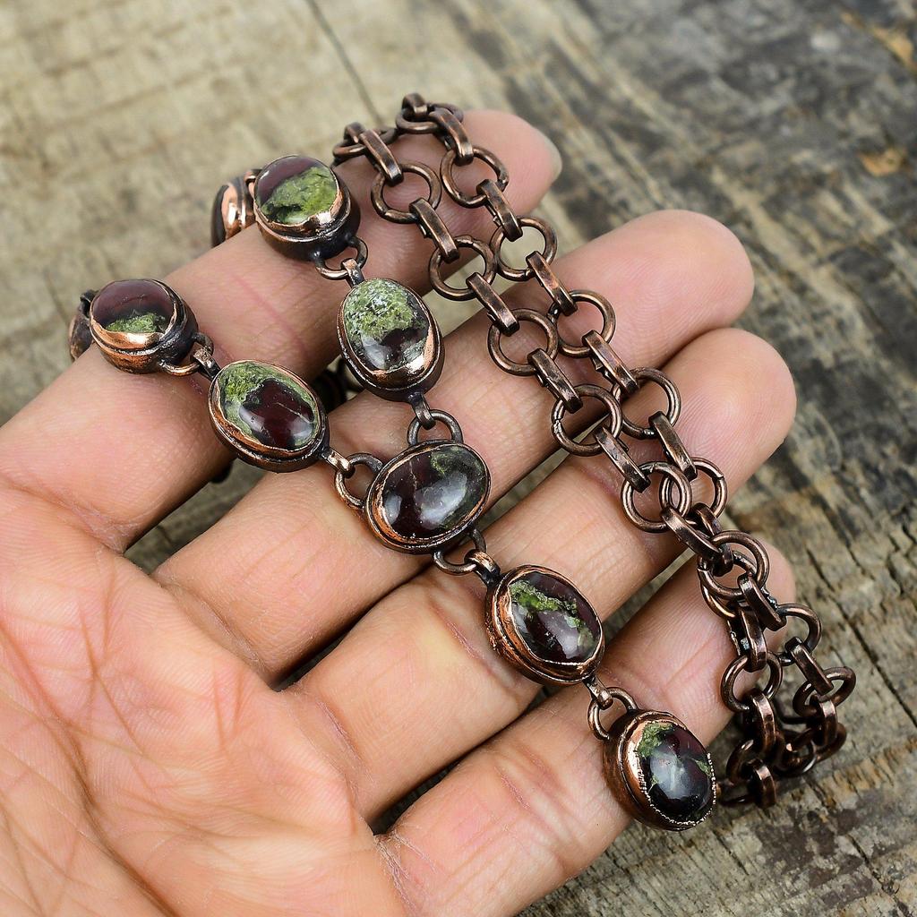 Ожерелье из драконовой яшмы, гальванопластированная медь, регулируемая цепочка, ожерелье из драгоценного камня, медные украшения, ручная работа, ожерелье с камнем рождения, подарки для мамы