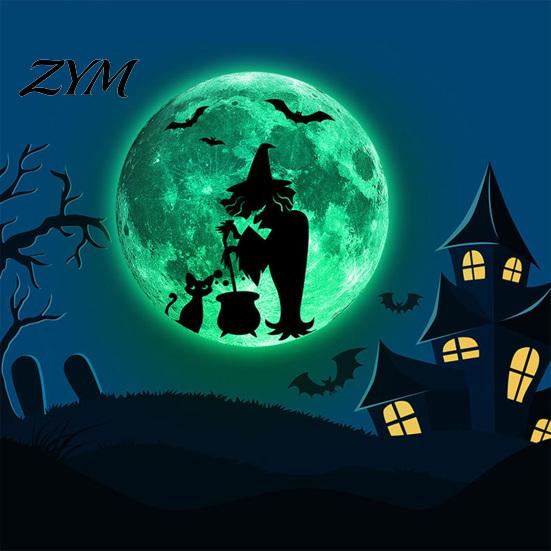 Luminous Window Decorations Halloween Glow in The Dark Wall Stickers, Moon Bat Tombstone Raven Removable Decoration Ghost Decals, Waterproof