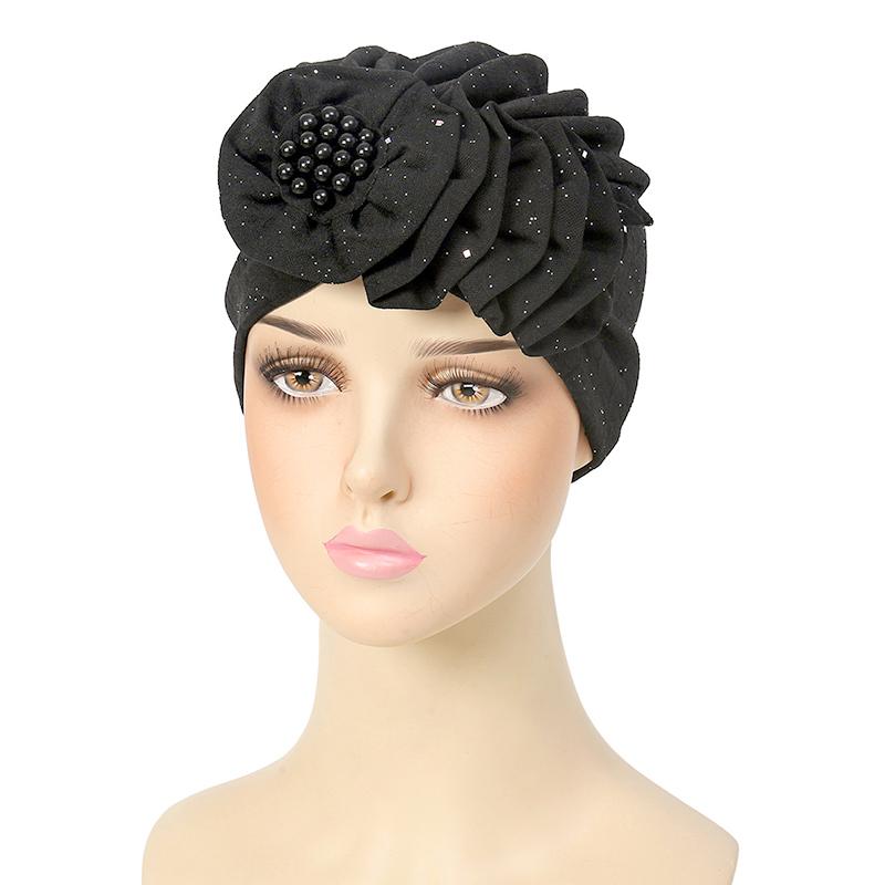 1 шт. однотонная мусульманская бандана, кепка, этнические аксессуары для волос, солнцезащитная тюрбанная шляпа, цветок, бисер, винтажный хиджаб