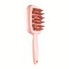 Двусторонняя расческа для массажа кожи головы с толстыми и тонкими зубьями - Портативная ручная щетка для шампуня, для влажного и сухого использования, ручка из АБС-пластика с резиновыми щетинками